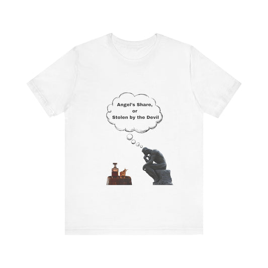 Thought-Provoking Tee: 'Angel's Share or Stolen by the Devil' Unisex Jersey Short Sleeve Shirt