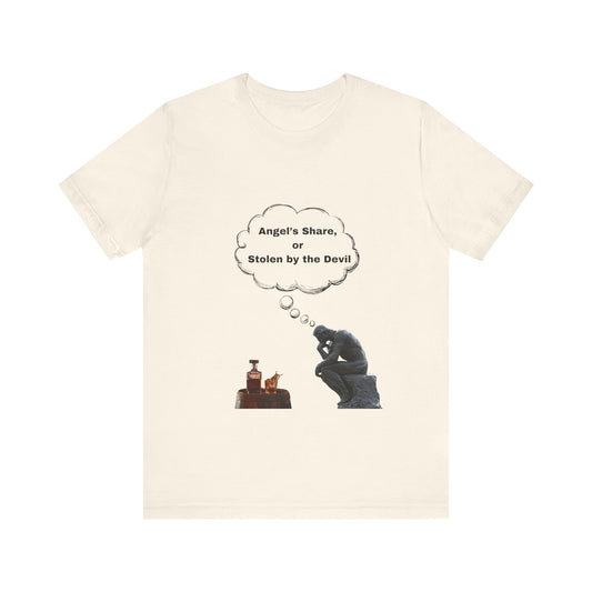 Thought-Provoking Tee: 'Angel's Share or Stolen by the Devil' Unisex Jersey Short Sleeve Shirt